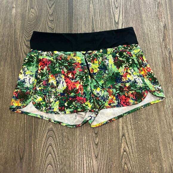 Athleta Pants - Athleta Womens Tropical Printed Brief Lined Running Shorts Multicolor Size XL